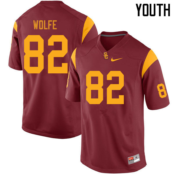 Youth #82 Jude Wolfe USC Trojans College Football Jerseys Sale-Cardinal